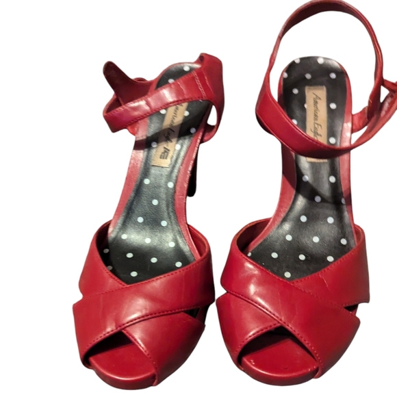 American Eagle Red Slingback Heels Strappy Summer - Picture 4 of 7